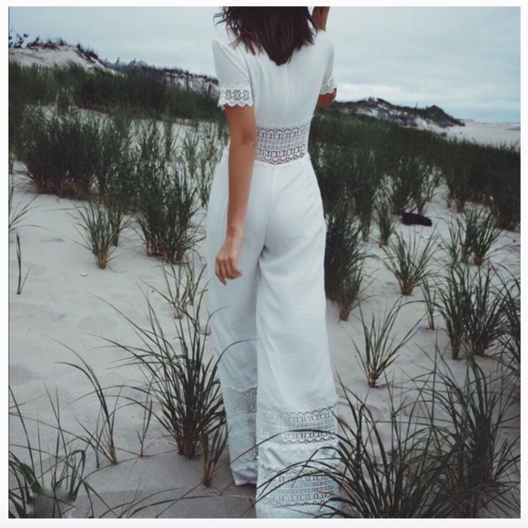 Majorelle Other - FLASH🌈SALE Lace Crochet White Boho Jumpsuit
